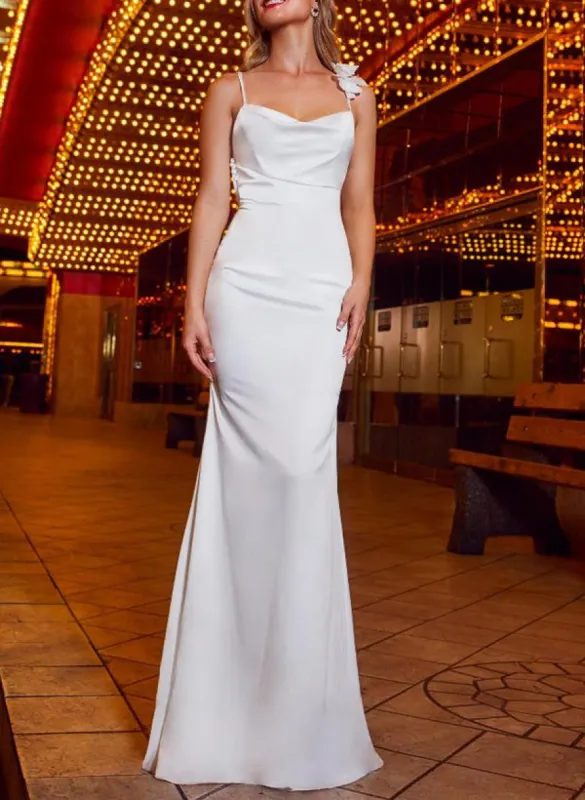 Mermaid Silk Like Satin Wedding Dresses With Flower(s)High Split sold by KissProm