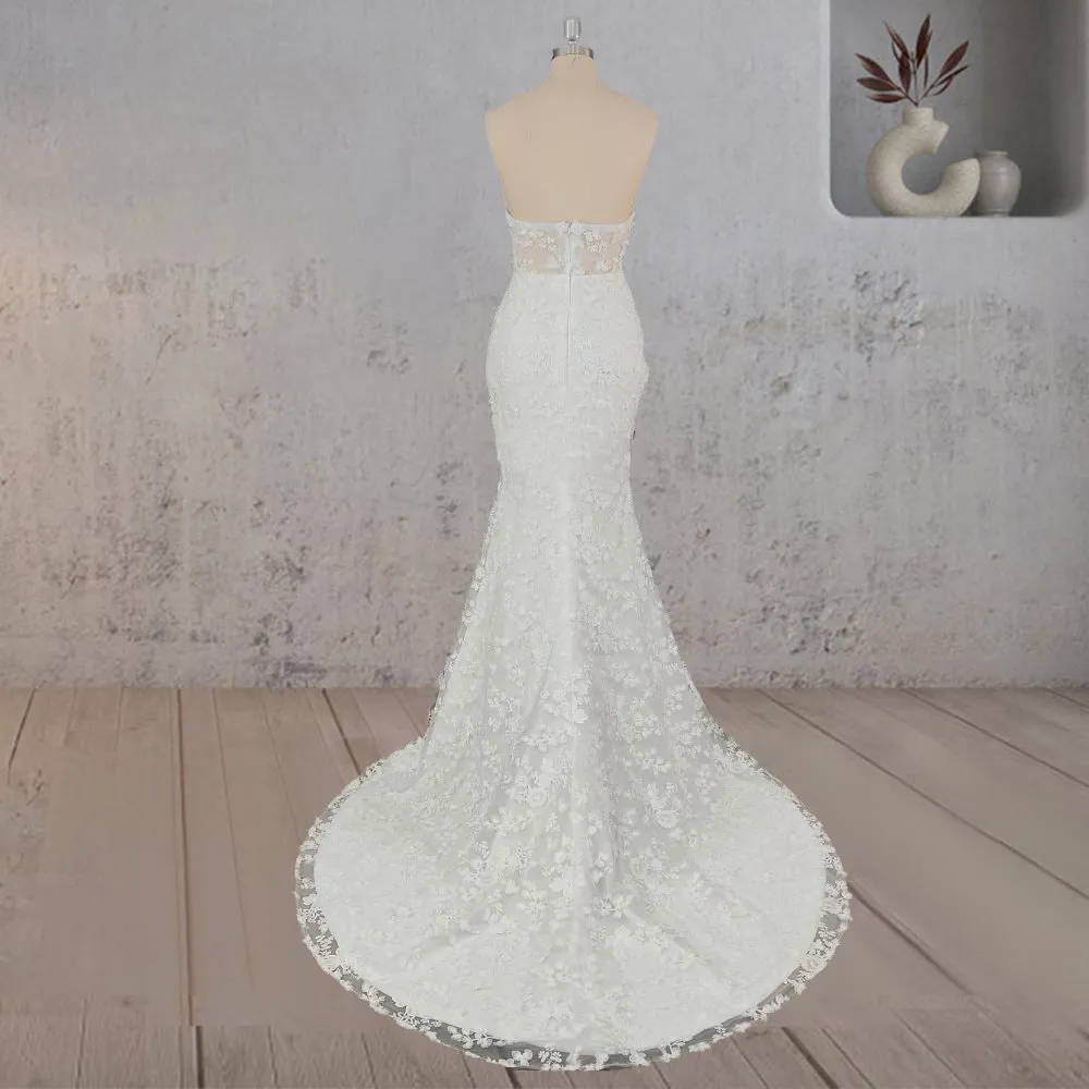 Mermaid Lace Blossom Low Back Wedding Dress sold by KissProm product image thumbnail 2