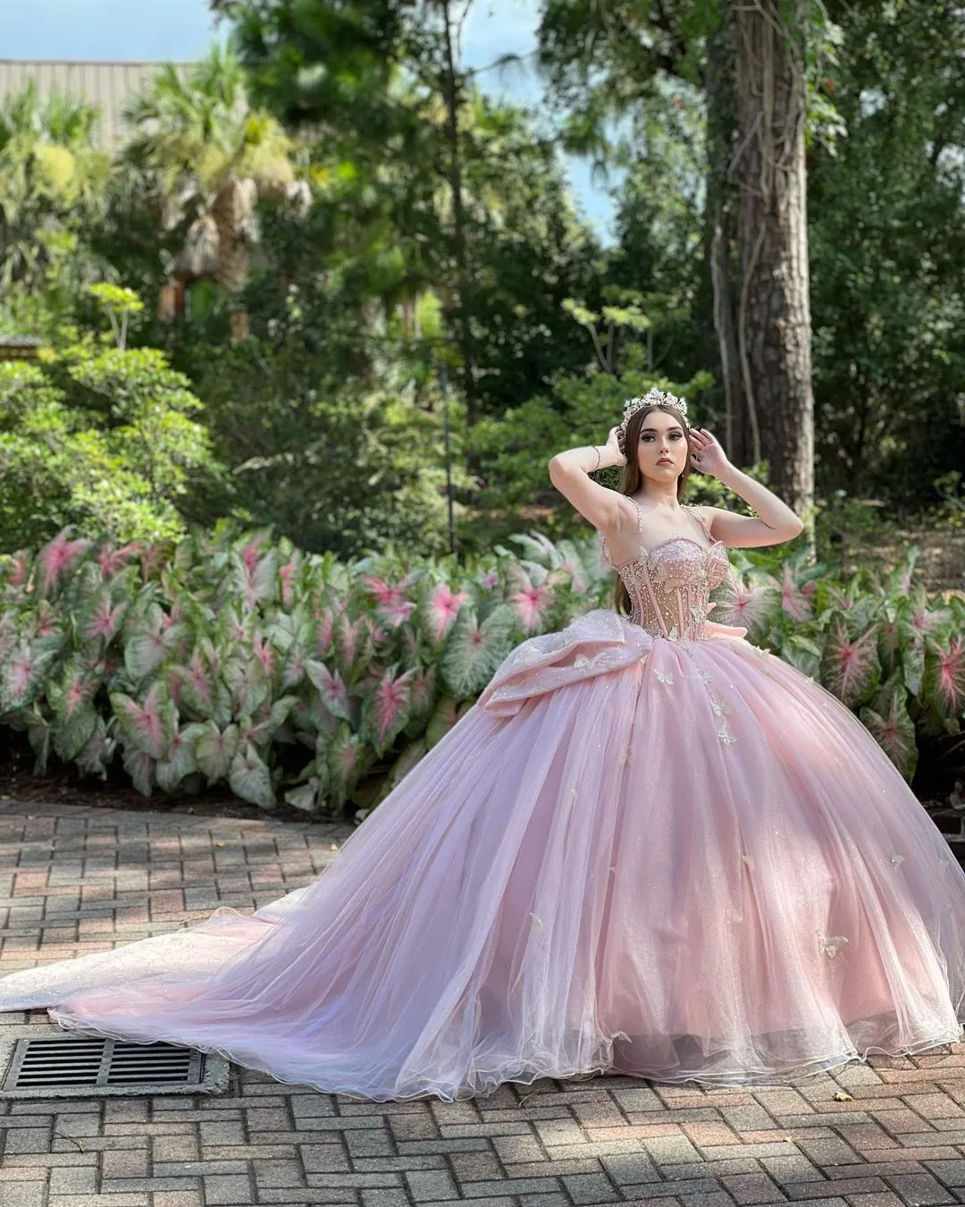 Pink Ball Gown Lace Sweetheart Quinceanera Dress sold by KissProm