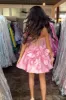 Pink Strapless A-Line Corset Short Homecoming Dress With 3D Flowers sold by KissProm