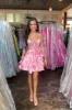 Pink Strapless A-Line Corset Short Homecoming Dress With 3D Flowers sold by KissProm