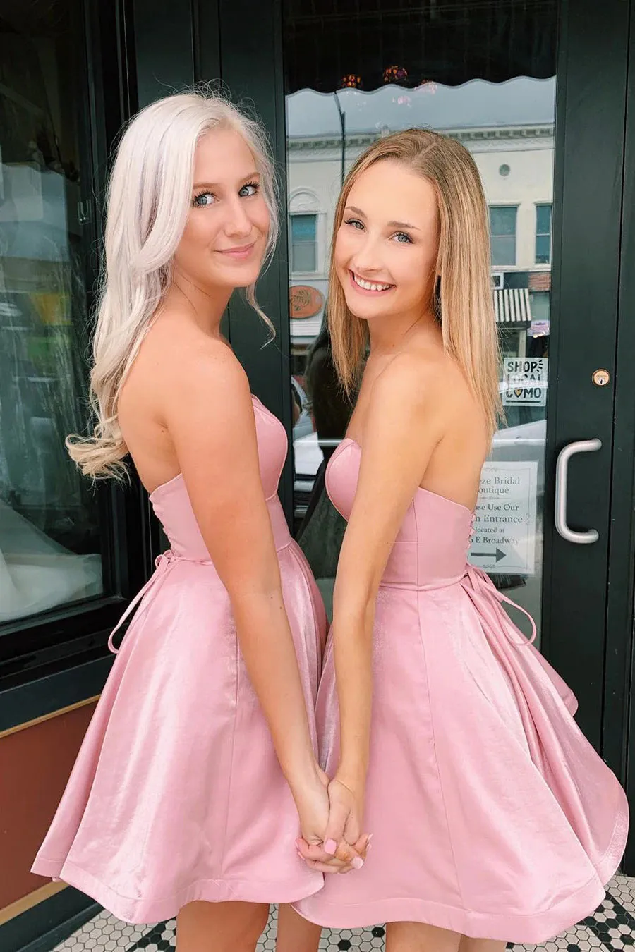 Wanda | Simple A-Line Strapless Pink Short Homecoming Dresses sold by KissProm product image thumbnail 2