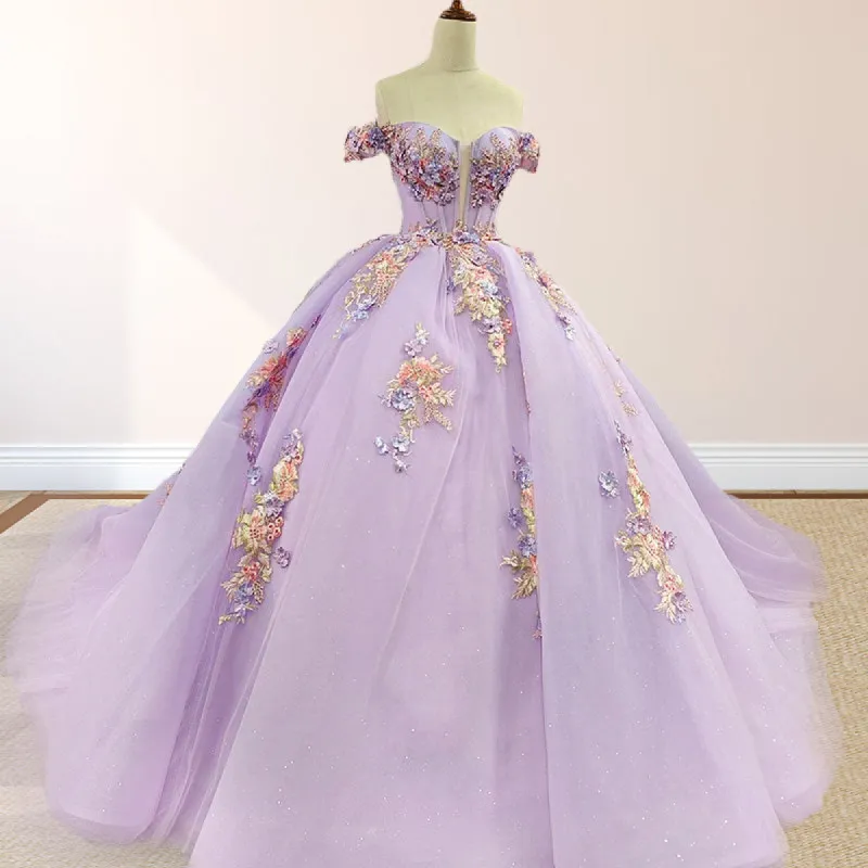 Princess Off the Shoulder Appliques Court Train Quinceanera Dresses sold by KissProm