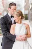 White Halter A-line Satin Wedding Dress with Buttons sold by KissProm