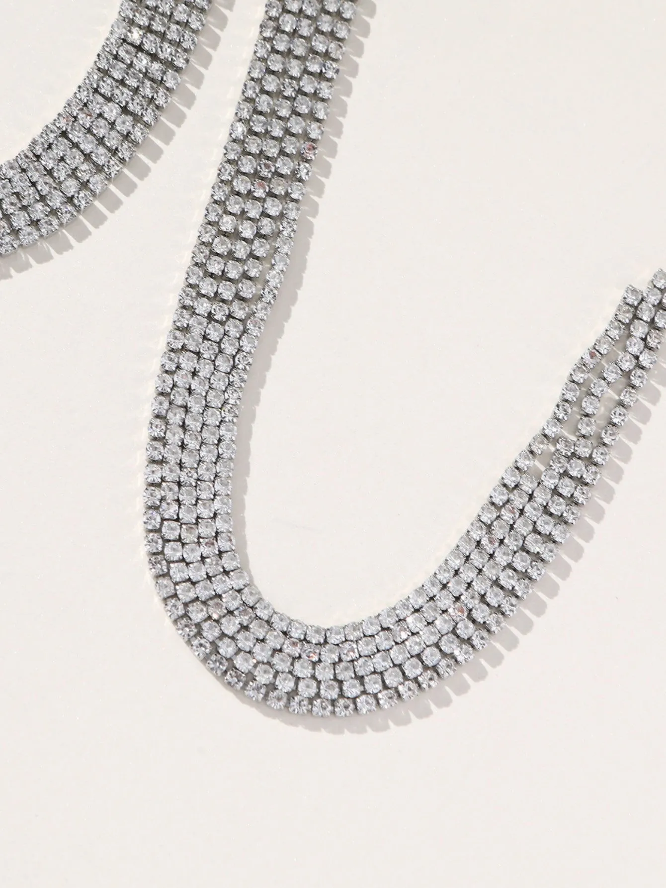 Silver Simple Tassel Rhinestones Necklace sold by KissProm product image thumbnail 5