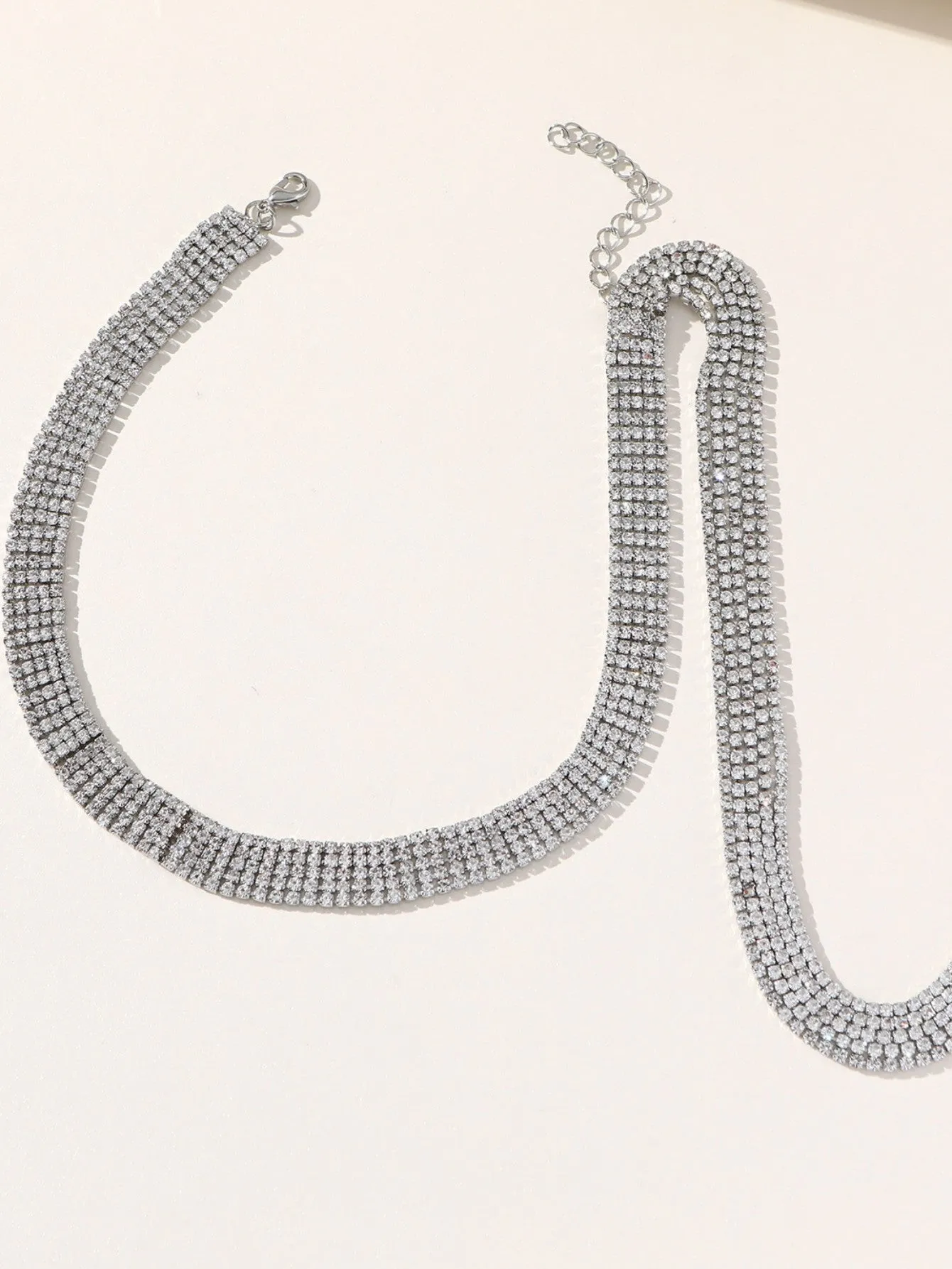 Silver Simple Tassel Rhinestones Necklace sold by KissProm product image thumbnail 4