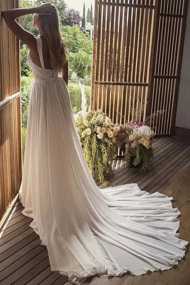 Stephany | Bohemian A-Line Long Chiffon Sweetheart Wedding Dresses sold by KissProm product image thumbnail 3