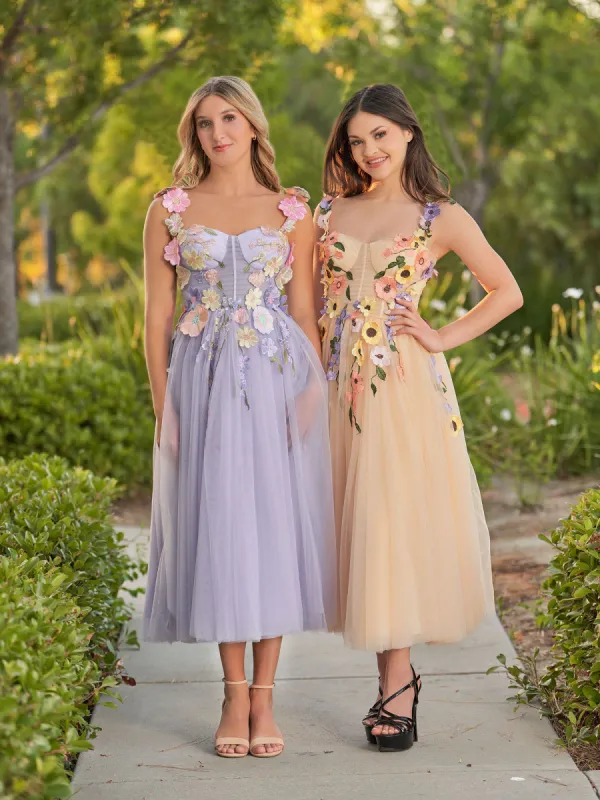 Amabel | 3D Flower Tulle Ankle Length Prom Dresses sold by KissProm