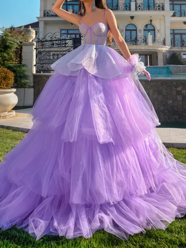 Lavender Beaded High Low Prom Dresses Purple Beaded High Low Formal Graduation Dresses sold by KissProm