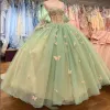 Ball Gown Light Green Tulle Quinceanera Dress With Butterflies sold by KissProm
