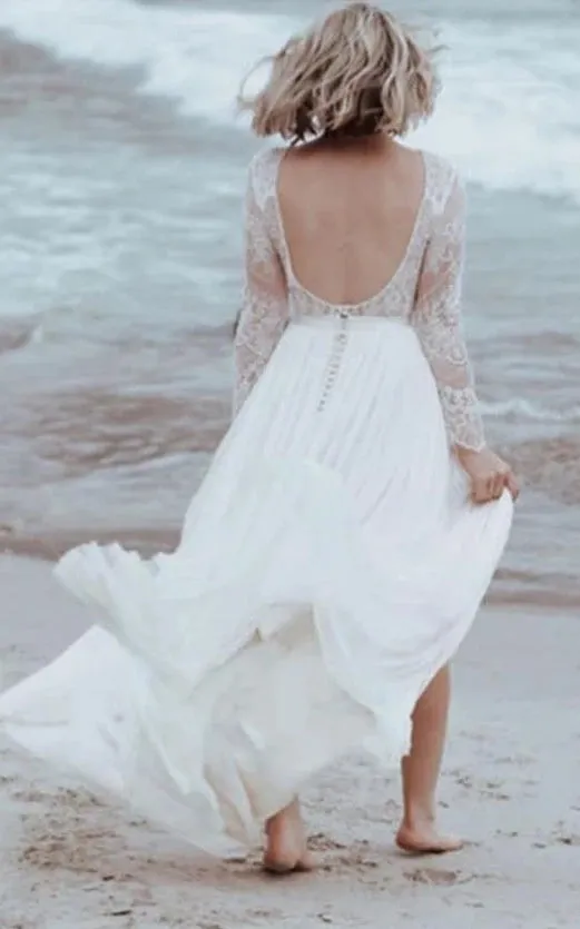 Casual Lace Bateau A Line Tulle Floor-length Wedding Dress with Split Front and Pleats sold by KissProm product image thumbnail 4