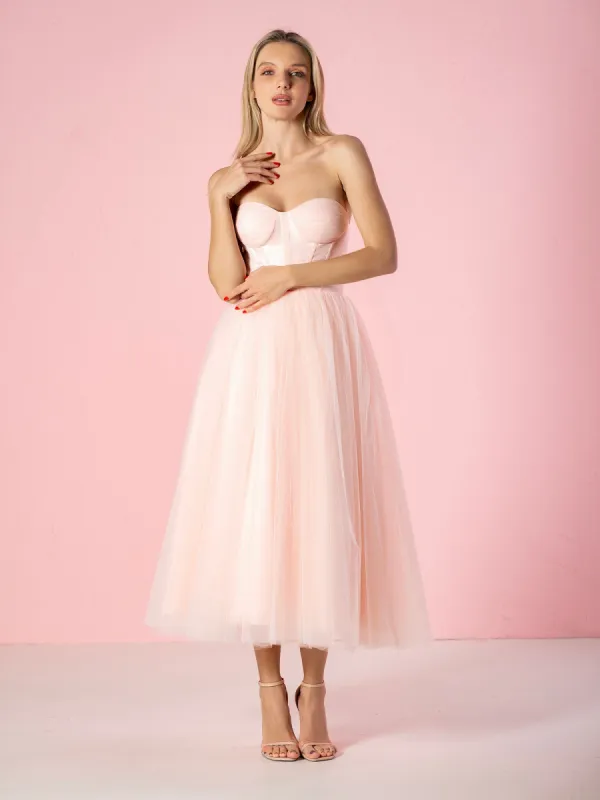 Strapless Puffy Midi Tulle Dress sold by KissProm