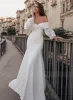 Mermaid Long Sleeves Wedding Dresses With Off-The-Shoulder Elastic Satin Simple sold by KissProm