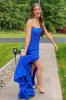Strapless Royal Blue Lace Prom Dress with Slit sold by KissProm