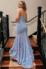 Sweetheart Mermaid Light Blue Sequin Long Prom Dress sold by KissProm