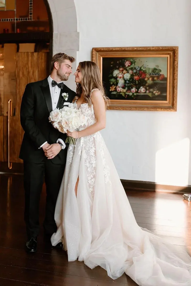 Fairy A Line Sweetheart Tulle Wedding Dresses with Appliques sold by KissProm