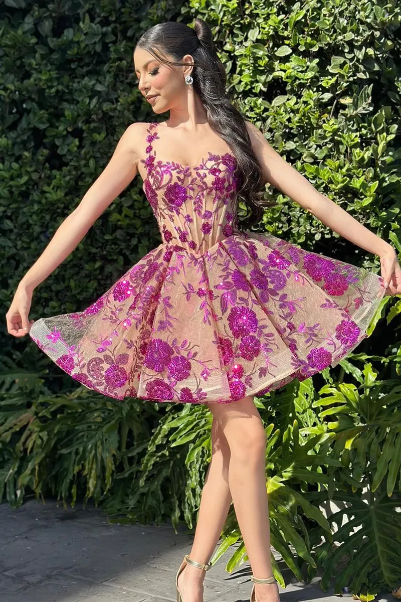 Lovely A-Line Purple Sequins Appliques Sweetheart Short Homecoming Dress sold by KissProm