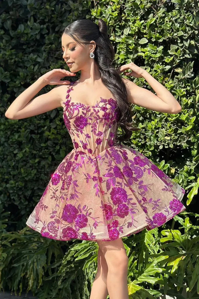 Lovely A-Line Purple Sequins Appliques Sweetheart Short Homecoming Dress sold by KissProm product image thumbnail 3