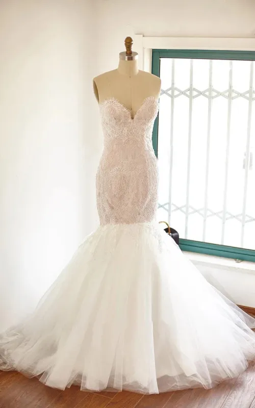 Mermaid Sweetheart Sleeveless Tulle Lace Wedding Dress with Beading sold by KissProm