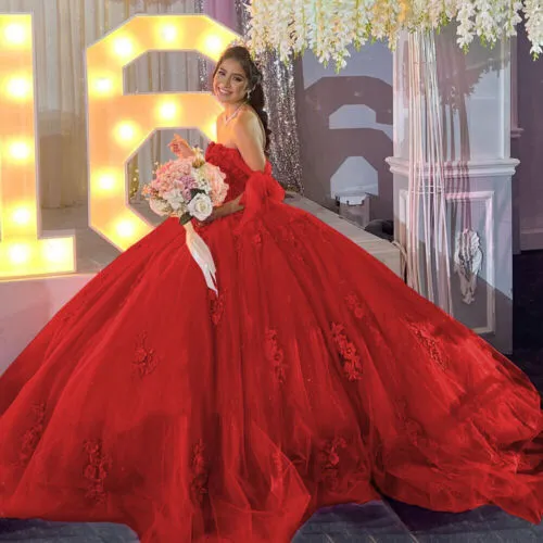 Gold Off Shoulder Quinceanera Dresses Lace Dress with Appliques sold by KissProm product image thumbnail 2