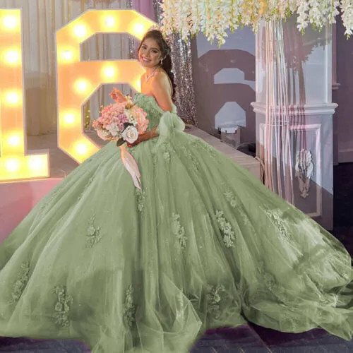 Gold Off Shoulder Quinceanera Dresses Lace Dress with Appliques sold by KissProm product image thumbnail 5