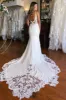 Kiana | White Boho Mermaid Spaghetti Straps Long Wedding Dress with Lace sold by KissProm