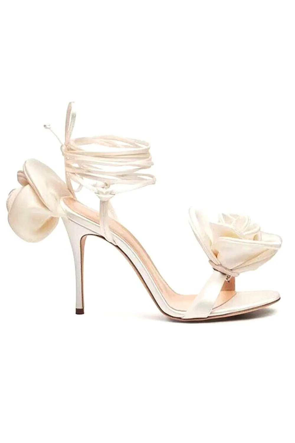 Red Flower Lace Up High Heel Sandals sold by KissProm product image thumbnail 4