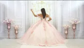 Ball-Gown Pink Off-the-Shoulder Quinceanera Dresses sold by KissProm