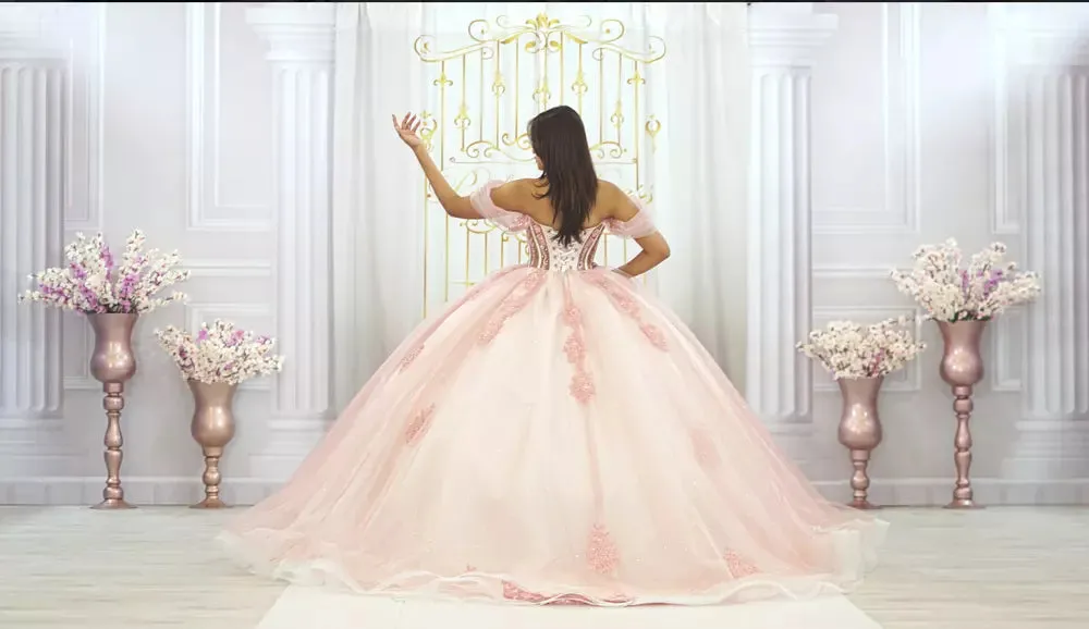 Ball-Gown Pink Off-the-Shoulder Quinceanera Dresses sold by KissProm product image thumbnail 3
