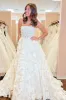 A-Line Strapless Floral Lace Wedding Dresses sold by KissProm