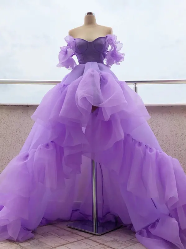 Off the Shoulder Lavender High Low Quinceanera Dresses sold by KissProm