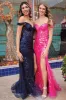 Soleil | Gold Sequin Lace Off the Shoulder Mermaid Prom Dress sold by KissProm