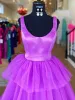 A Line Ruffles Purple Tulle Long Prom Dress sold by KissProm