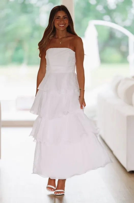 Ruffles of Love Maxi Dress - White sold by Hazel & Olive