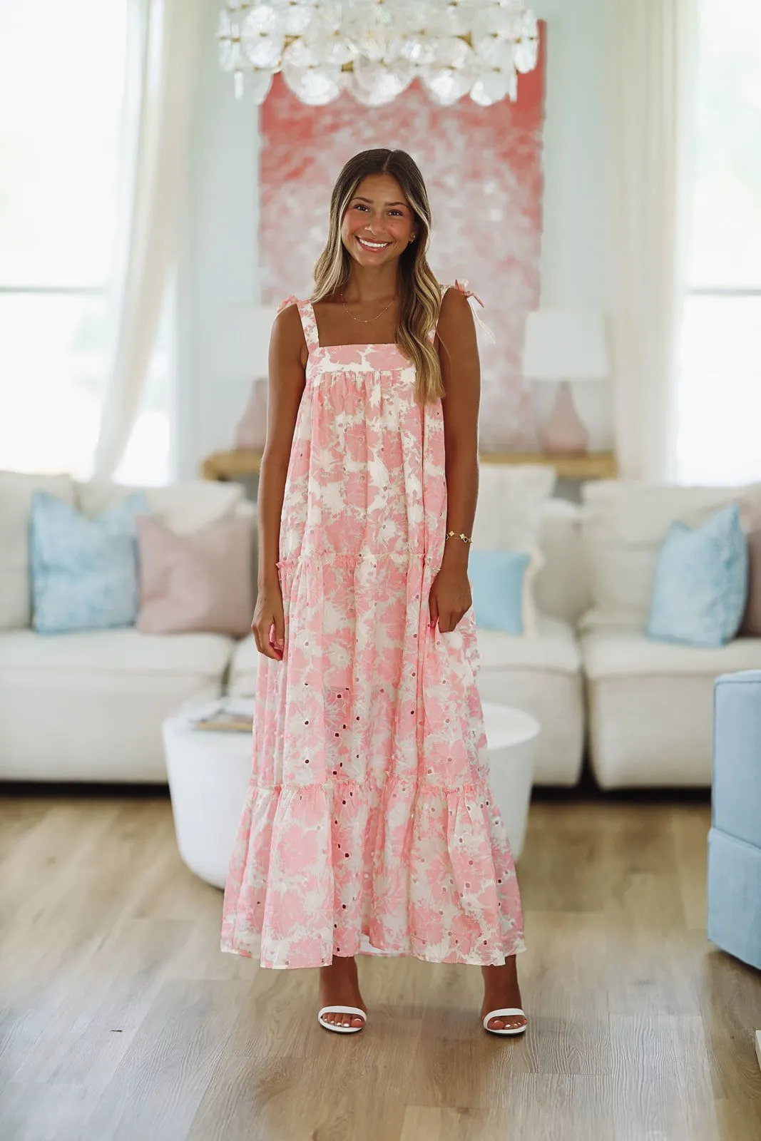Queen of My Heart Maxi Dress - Pink and Cream sold by Hazel & Olive product image thumbnail 2