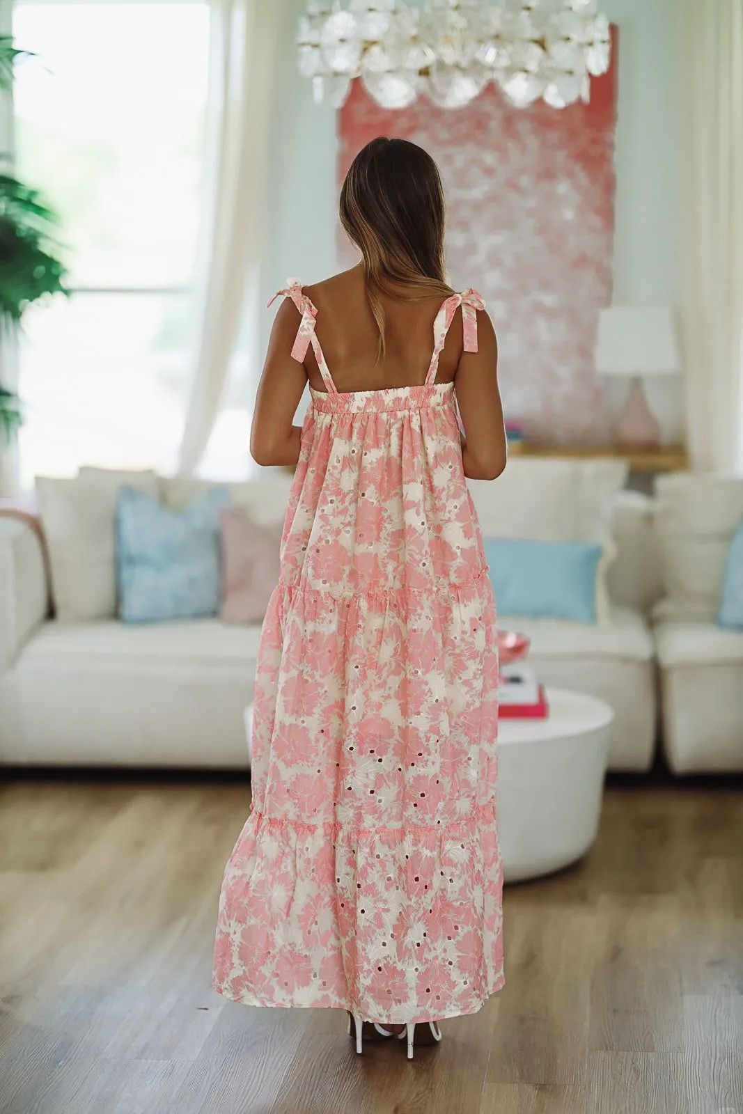 Queen of My Heart Maxi Dress - Pink and Cream sold by Hazel & Olive product image thumbnail 3