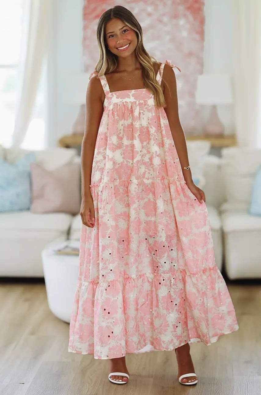 Queen of My Heart Maxi Dress - Pink and Cream sold by Hazel & Olive