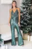 Sequin Statement Jumpsuit - Green sold by Hazel & Olive