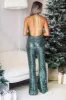 Sequin Statement Jumpsuit - Green sold by Hazel & Olive