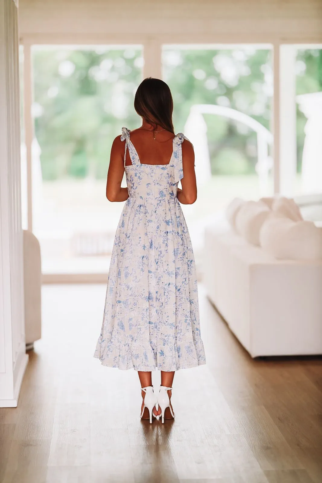 Summer Breeze Midi Dress - Blue and White sold by Hazel & Olive product image thumbnail 4