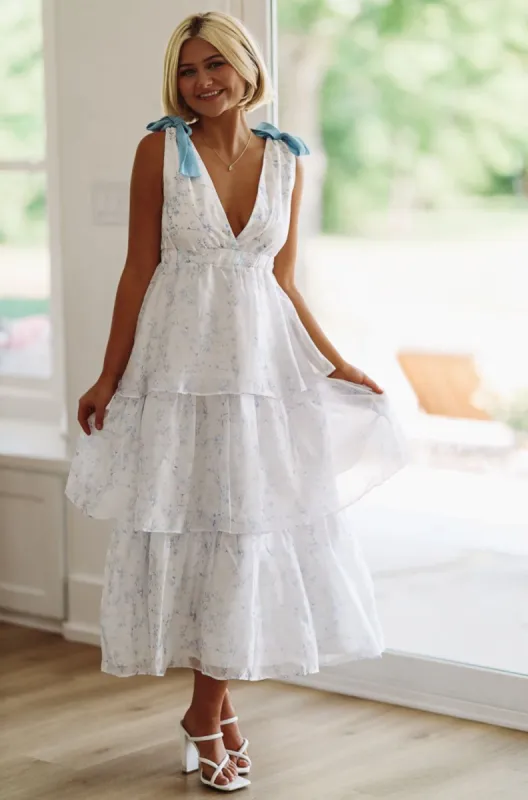 Good Intentions Maxi Dress - White and Blue sold by Hazel & Olive