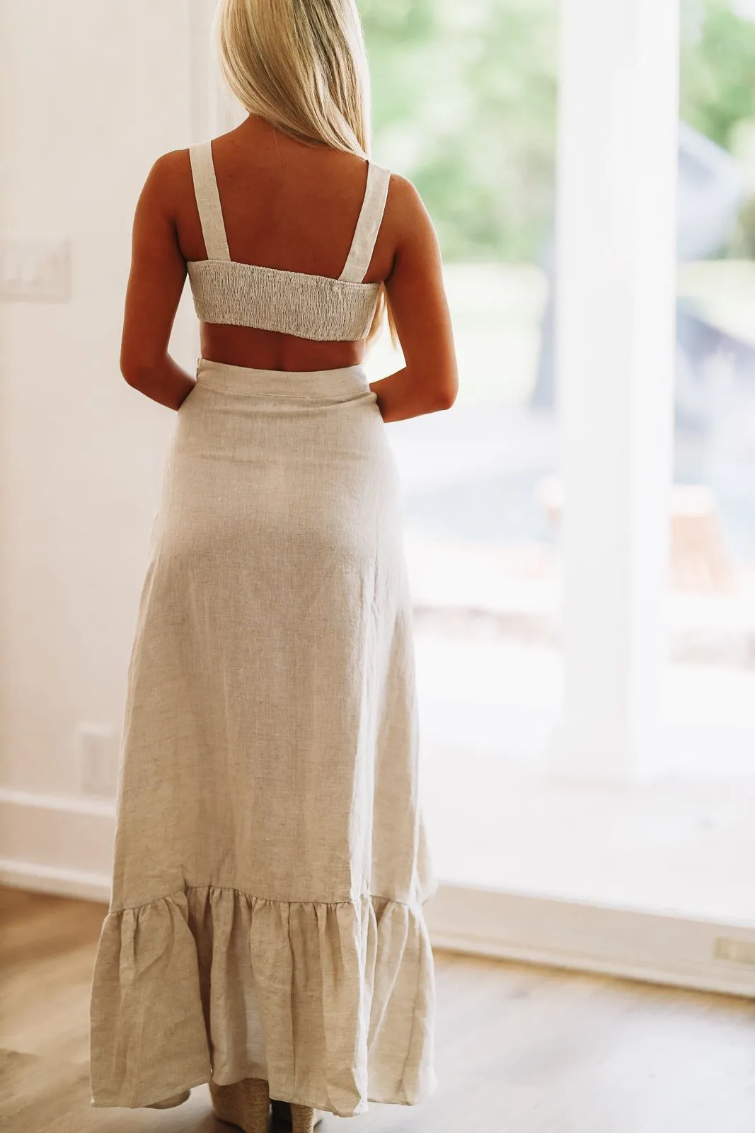 It Hits Different Crop Top and Maxi Skirt Set - Beige sold by Hazel & Olive product image thumbnail 3