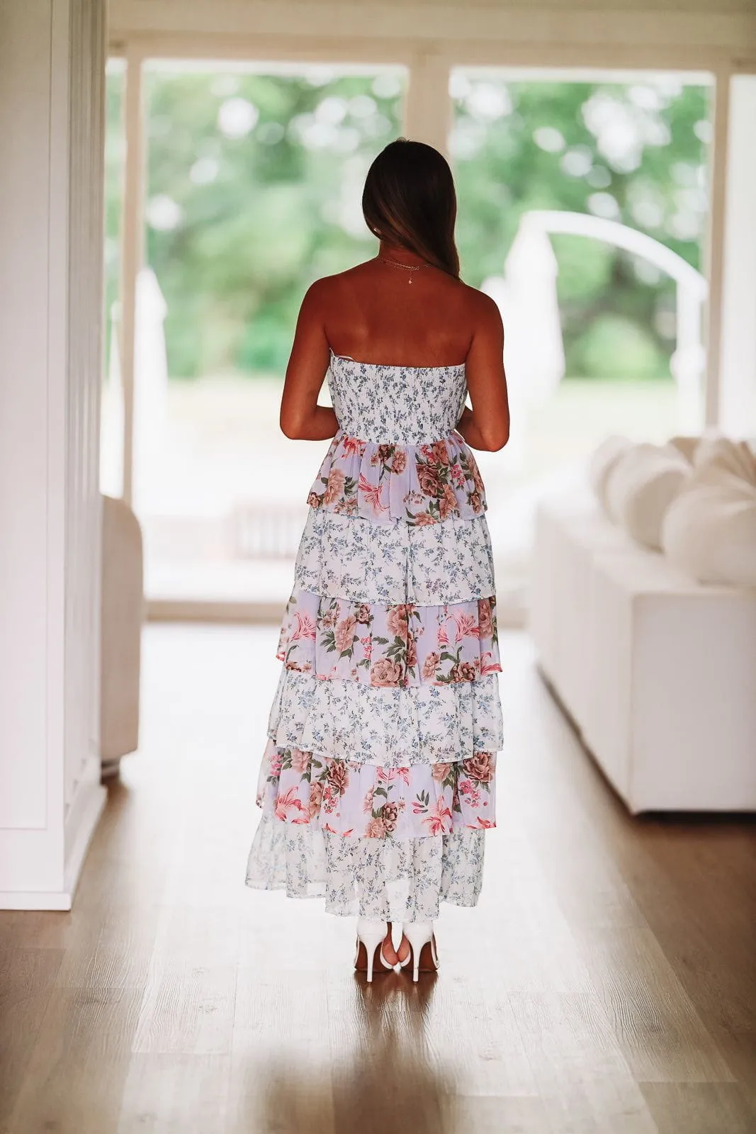 Sunlight Spotlight Maxi Dress - Ivory, Light Blue, Lavender sold by Hazel & Olive product image thumbnail 4