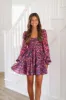 All Right With Me Mini Dress - Navy, Brown and Fuchsia sold by Hazel & Olive