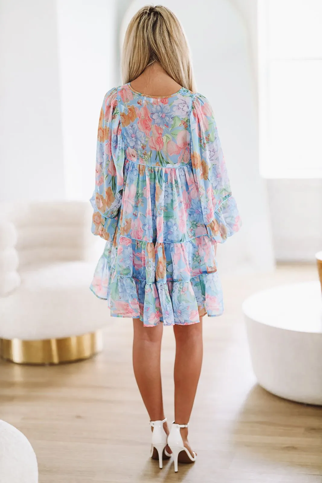 Bloom Time Mini Dress - Blue sold by Hazel & Olive product image thumbnail 5