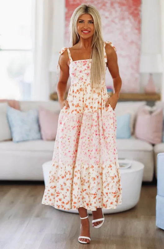 Amalfi Summers Midi Dress - Pink and Yellow sold by Hazel & Olive