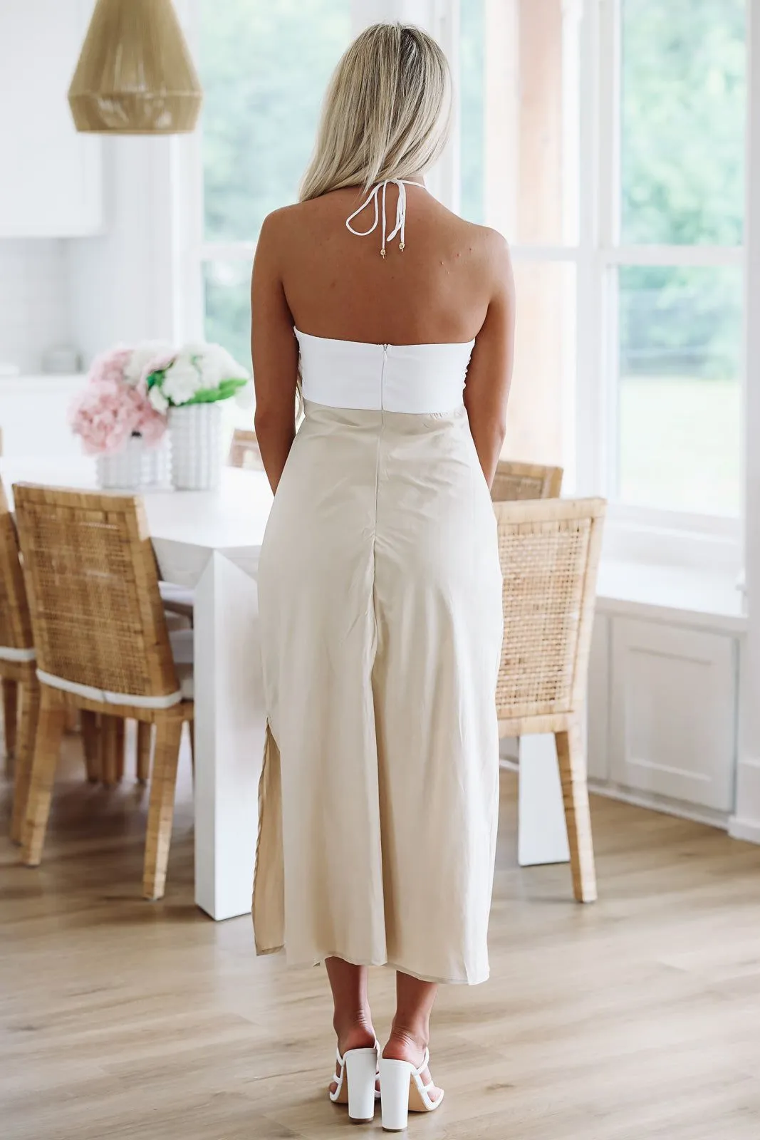 Knot Only Midi Dress - Ivory and Beige sold by Hazel & Olive product image thumbnail 3