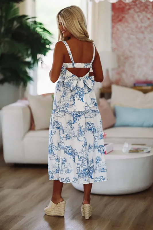 Heart Flutters Midi Dress - Blue and White sold by Hazel & Olive