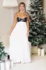 Caviar Dreams Maxi Dress - Ivory and Vegan Black Leather sold by Hazel & Olive