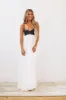 Caviar Dreams Maxi Dress - Ivory and Vegan Black Leather sold by Hazel & Olive